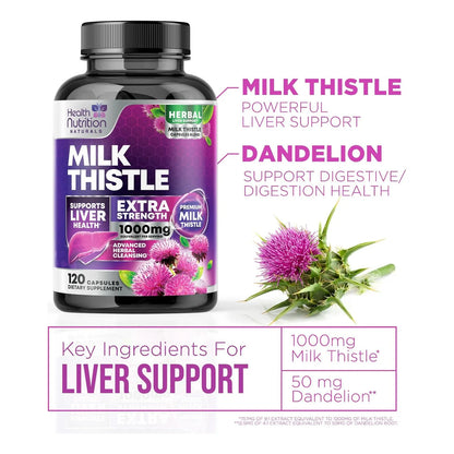 Extracto De Cardo Mariano Y Diente De León 1000 Mg Suplemento Hepático Natural