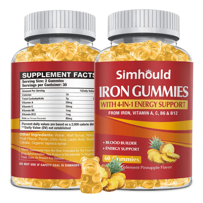 Gomitas De Hierro 80 Mg Con Vitaminas A C B Para Energía Y Vitalidad