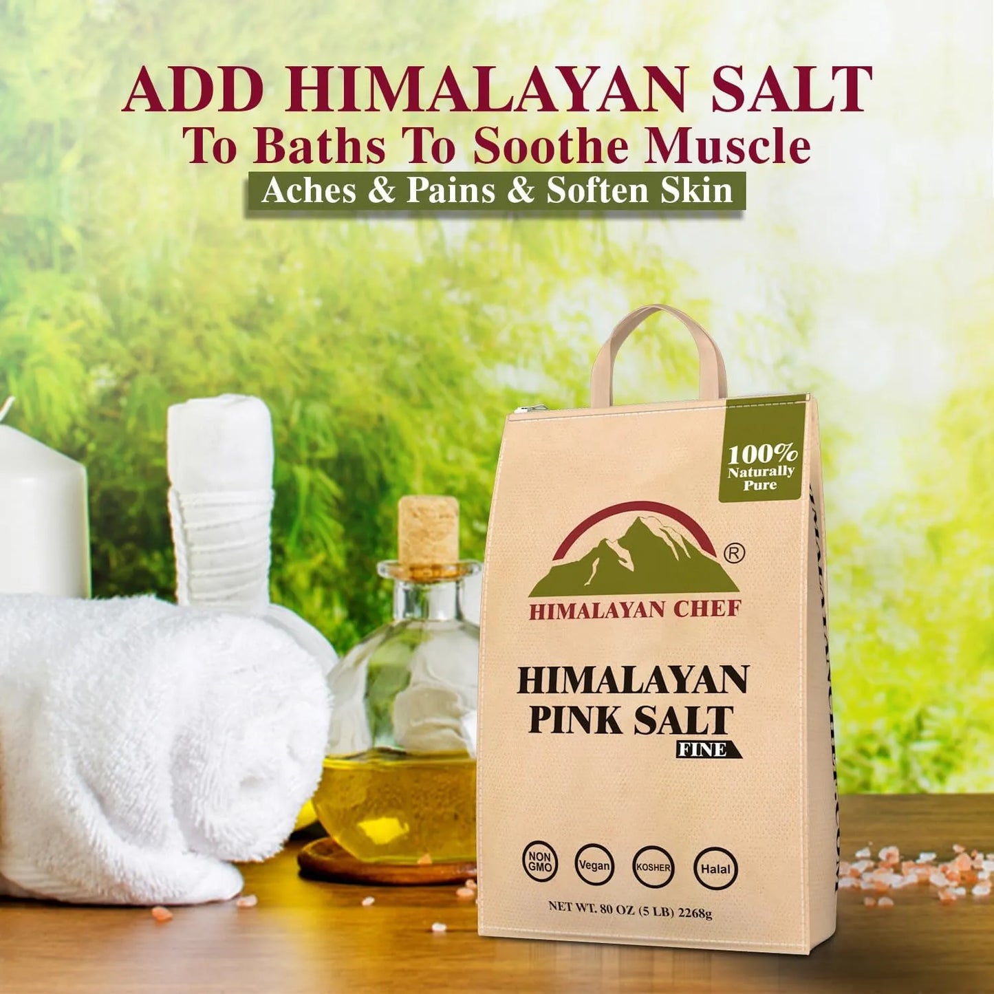 Sal Rosa Himalaya Fina 2.27 Kg Himalayan Chef Pura Y Natural Envase Practico