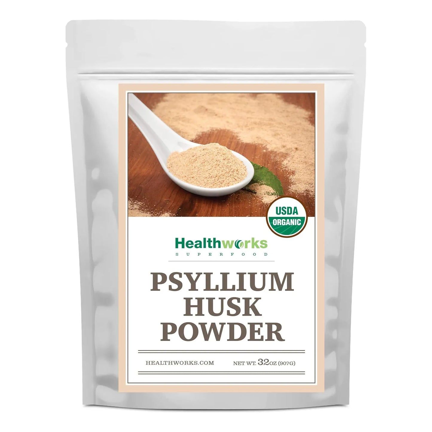 Polvo De Cascara De Psyllium Natural 454 Gramos Healthworks Para Digestión Y Bienestar