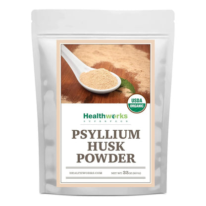 Polvo De Cascara De Psyllium Natural 454 Gramos Healthworks Para Digestión Y Bienestar
