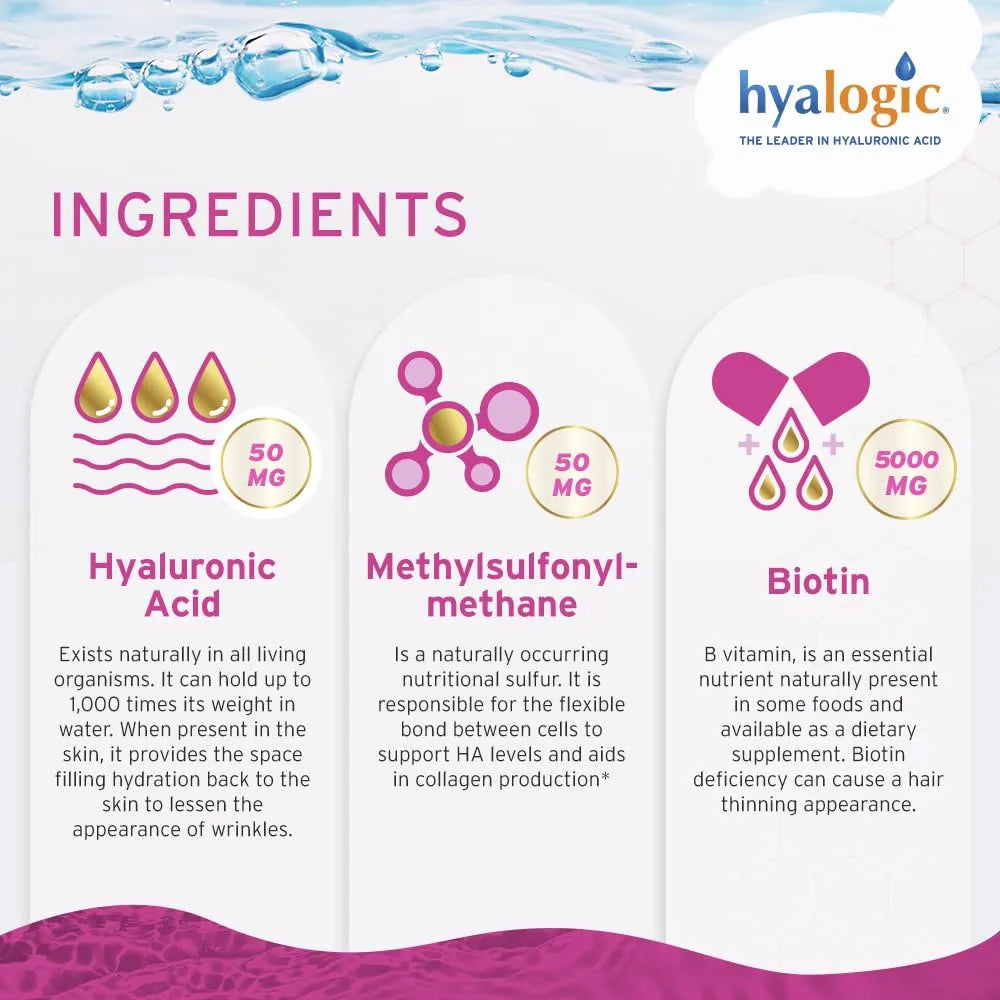 Suplemento Líquido Ácido Hialurónico Cabello Piel Uñas 5000 Mcg Biotina 50 Mg Msm