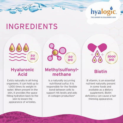 Suplemento Líquido Ácido Hialurónico Cabello Piel Uñas 5000 Mcg Biotina 50 Mg Msm