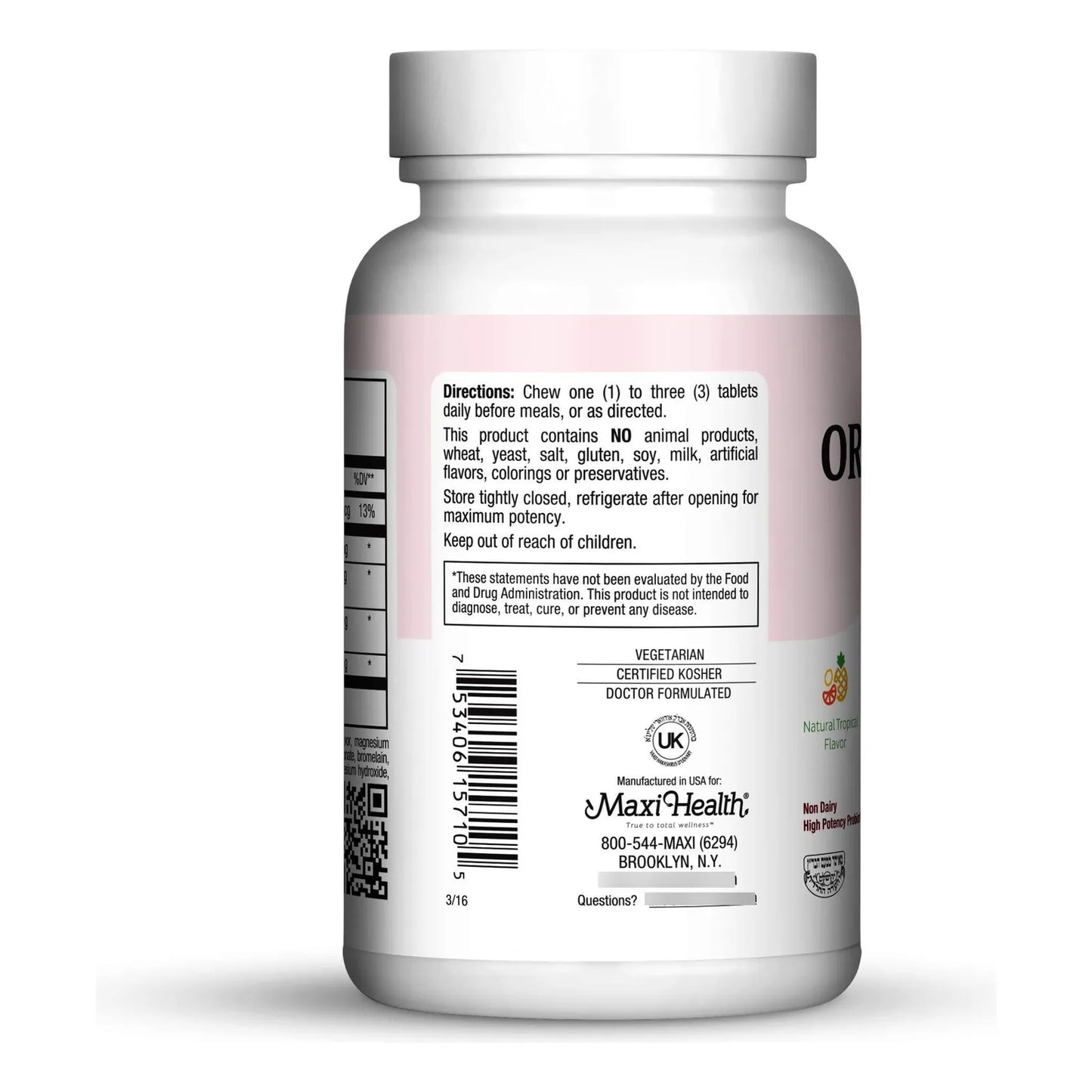 Probióticos Masticables Tropicales Sin Lácteos 100 Unidades Maxi Health Oraldophilus