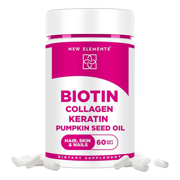 Biotina 10000 Mcg Con Colágeno Queratina Y Aceite De Calabaza Para Cabello Piel Y Uñas