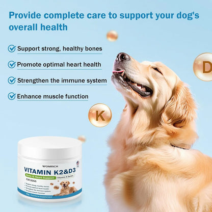 Vitamina K2 Y D3 Para Perros Complejo Vitamínico Huesos Fuertes Y Salud Cardiovascular