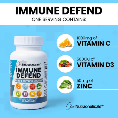 Suplemento Defensa Inmune 8 En 1 Con Zinc Quercetina Vitamina C D3 Saúco 60 Caps