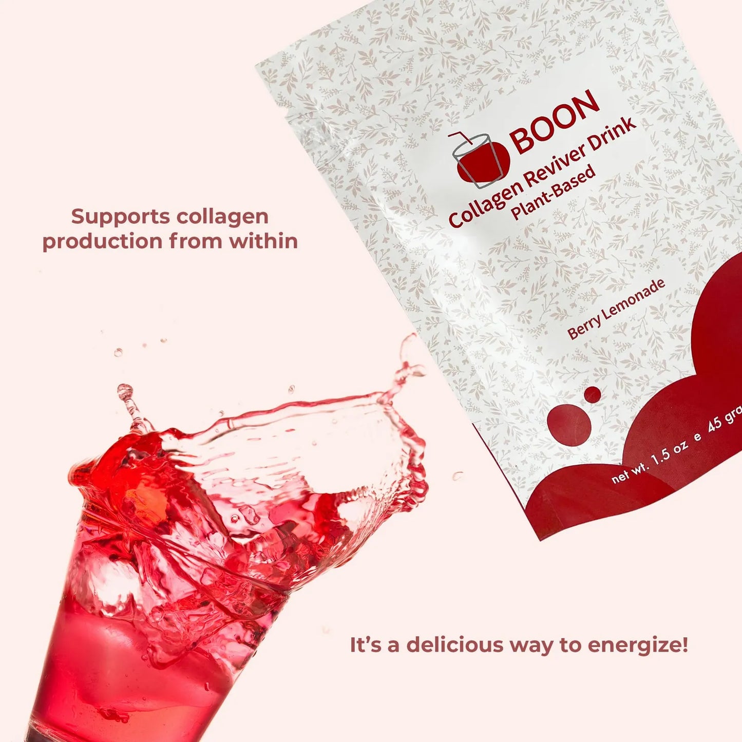Boon Collagen Reviver Drink Polvo De Colageno Vegano Sabor Limonada De Bayas 15 Porciones