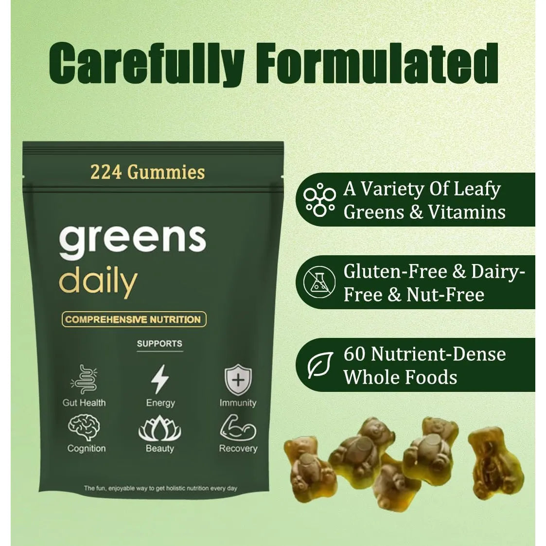 Gomitas Diarias De Clorella Espirulina Salud Digestiva Energia Natural 224 Gomitas
