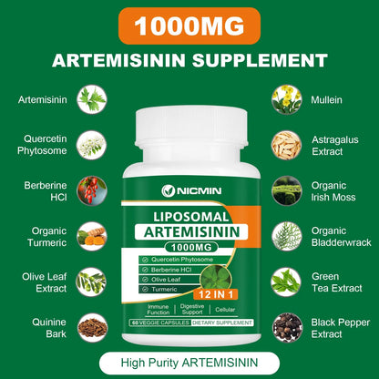 Artemisinina Liposomal 1000 Mg Con Quercetina 120 Capsulas Antioxidante Maxima Absorcion