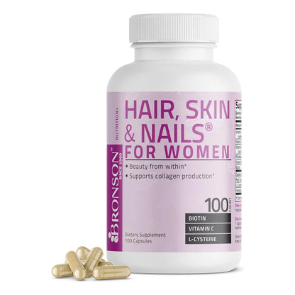 Suplemento Vitamínico Biotina Cabello Piel Uñas Bronson 100 Cápsulas Potencia Superior