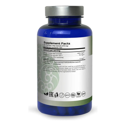 Ginkgo Biloba 120 Cápsulas Suplemento Memoria Concentración Antioxidantes