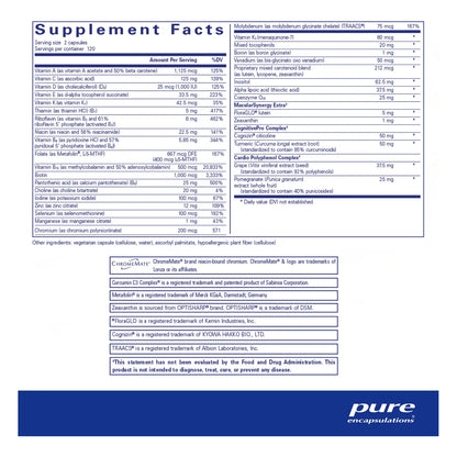 Multivitamínico Mineral Longevity Nutrients Para Envejecimiento Saludable 240 Cápsulas
