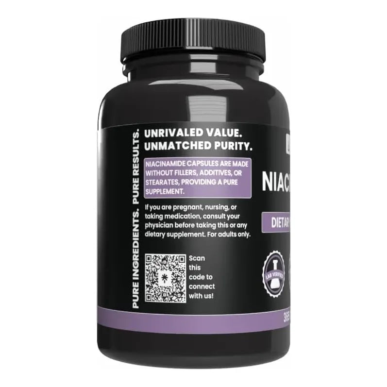 Niacinamida Pura 365 Cápsulas Sin Rellenos Vitamina B3 Esencial