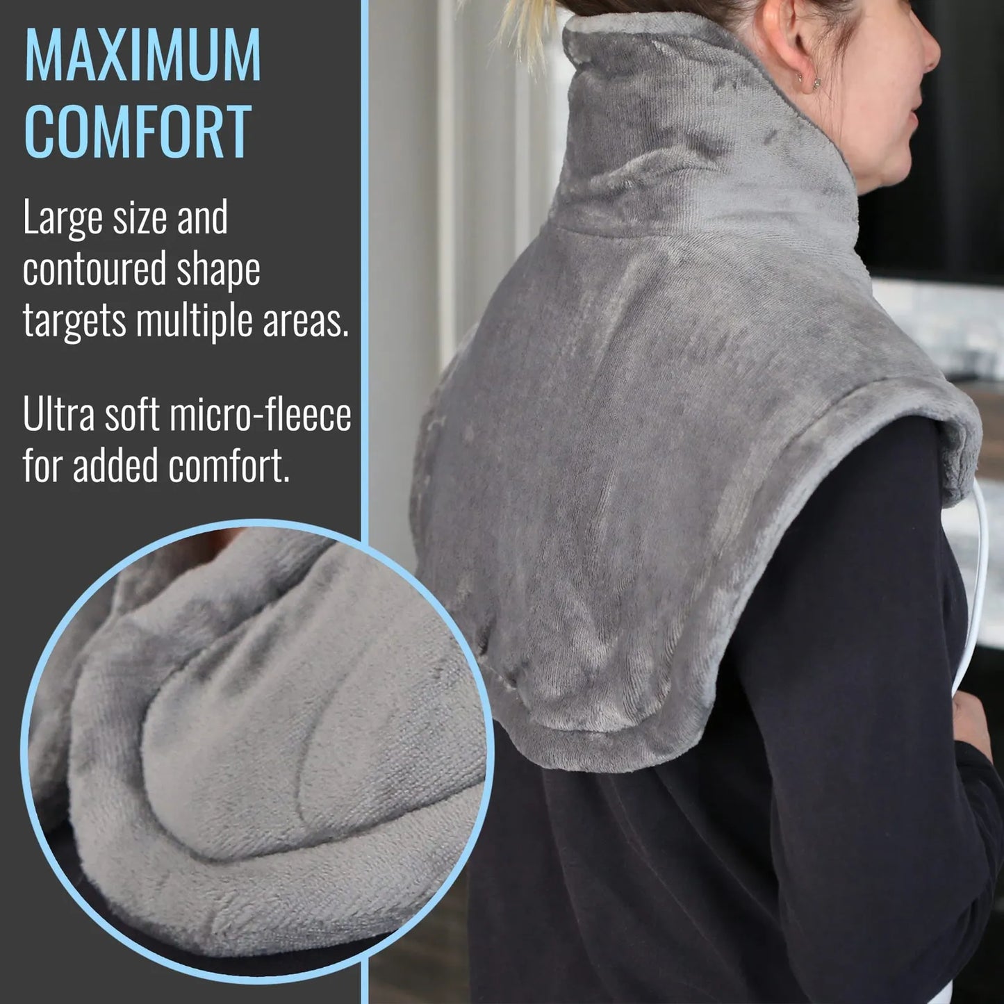 Almohadilla Térmica Con Peso Para Cuello Hombros Y Espalda 4 Niveles De Calor