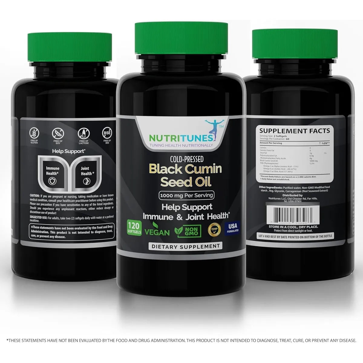 Aceite De Semilla De Comino Negro 1000 Mg Prensado En Frio Suplemento Vegano Para Salud Inmune Y Digestiva