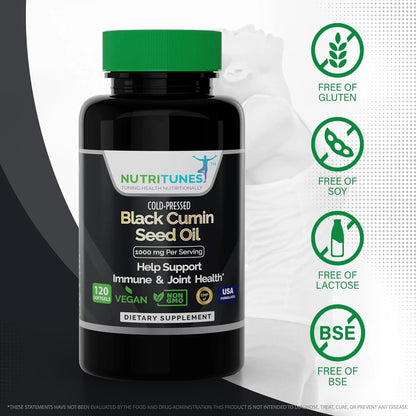 Aceite De Semilla De Comino Negro 1000 Mg Prensado En Frio Suplemento Vegano Para Salud Inmune Y Digestiva