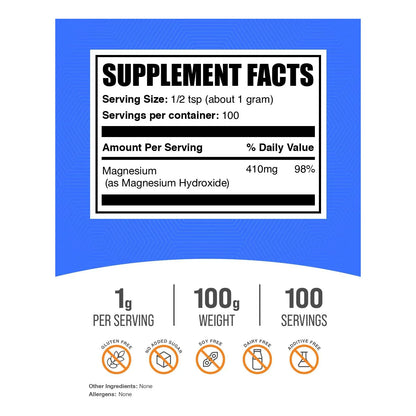 Polvo De Hidróxido De Magnesio Grado Alimenticio 1000 Mg Suplemento Digestión Huesos Fuertes