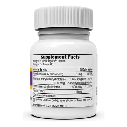 Vitamina B12 Metilcobalamina 1000 Mcg Con B6 Y Metilfolato 60 Tabletas Sublinguales