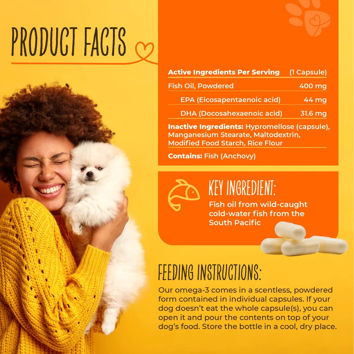 Aceite De Pescado Omega 3 Para Perros En Cápsulas Alto En EPA DHA 90 Unidades