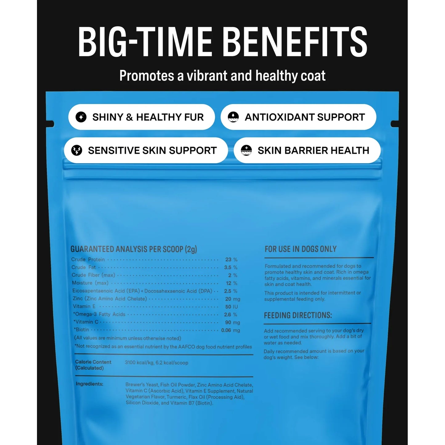 Suplemento En Polvo Para Piel Y Pelaje De Perro Con Omega 3 Biotina Y Zinc