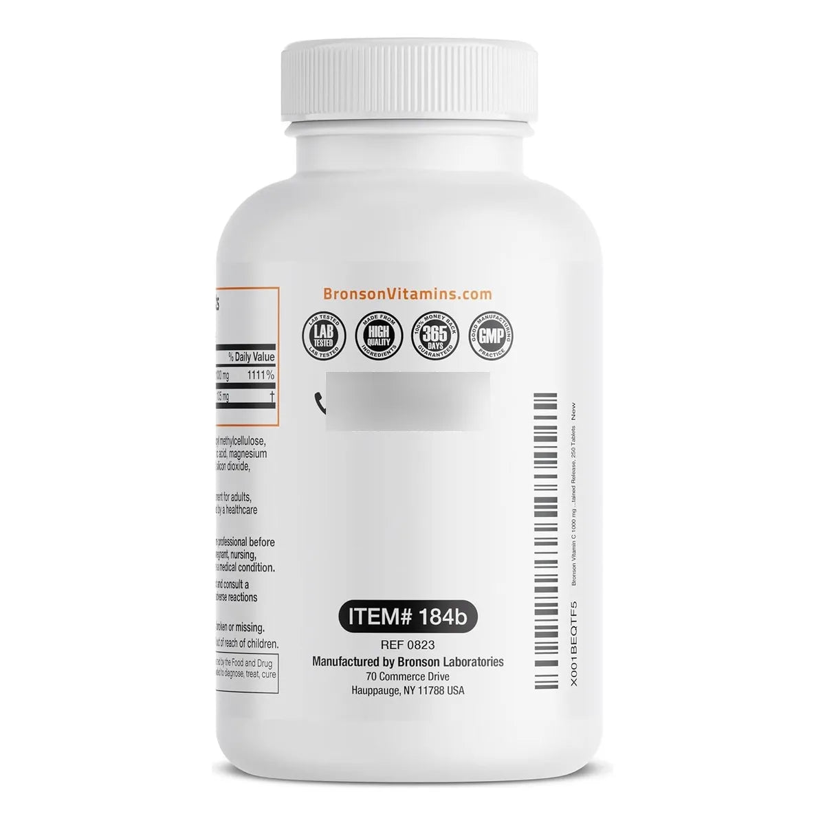 Vitamina C Premium Bronson Vitamins Pastillas 1 Gramo Ácido Ascórbico Con Escaramujos