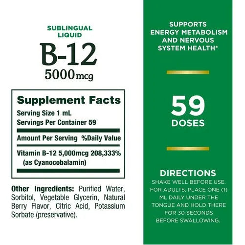 Vitamina B-12 5000 Mcg Sublingual Nature's Bounty 59 Ml - Imagen 2