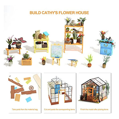 Kit Casa De Muñecas Rolife Casa Verde C Modelo Bricolaje Con Luces LED