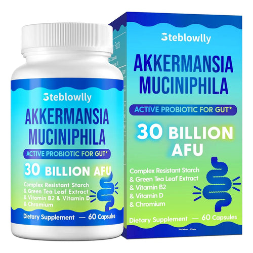 Probióticos Akkermansia GLP 1 Para Salud Intestinal 60 Cápsulas Con Cromo Y Té Verde