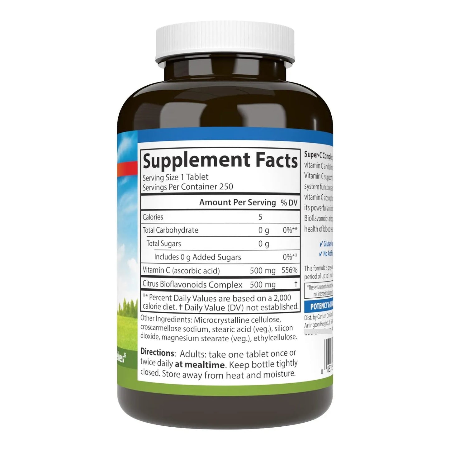 Complejo Super C Vitamina C Bioflavonoides Antioxidante 250 Tabletas Vegetarianas