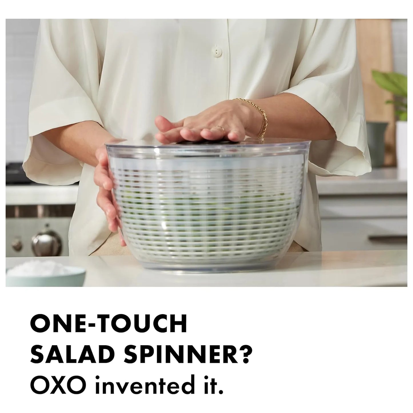 Oxo Good Grips Large Salad Spinner Mezclador De Vegetales 6.22 Qt Blanco Secado Rapido Y Facil
