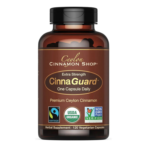 CinnaGuard Cápsulas Orgánicas De Canela De Ceilán Antioxidante Extra Fuerte 120 Cápsulas