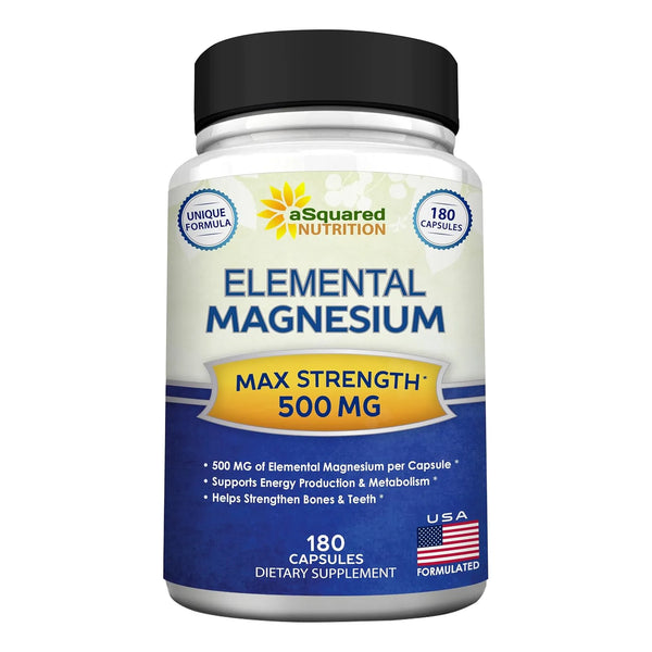 Capsulas De Magnesio Elemental 500 Mg Citrato Y Oxido 180 Unidades aSquared Nutrition