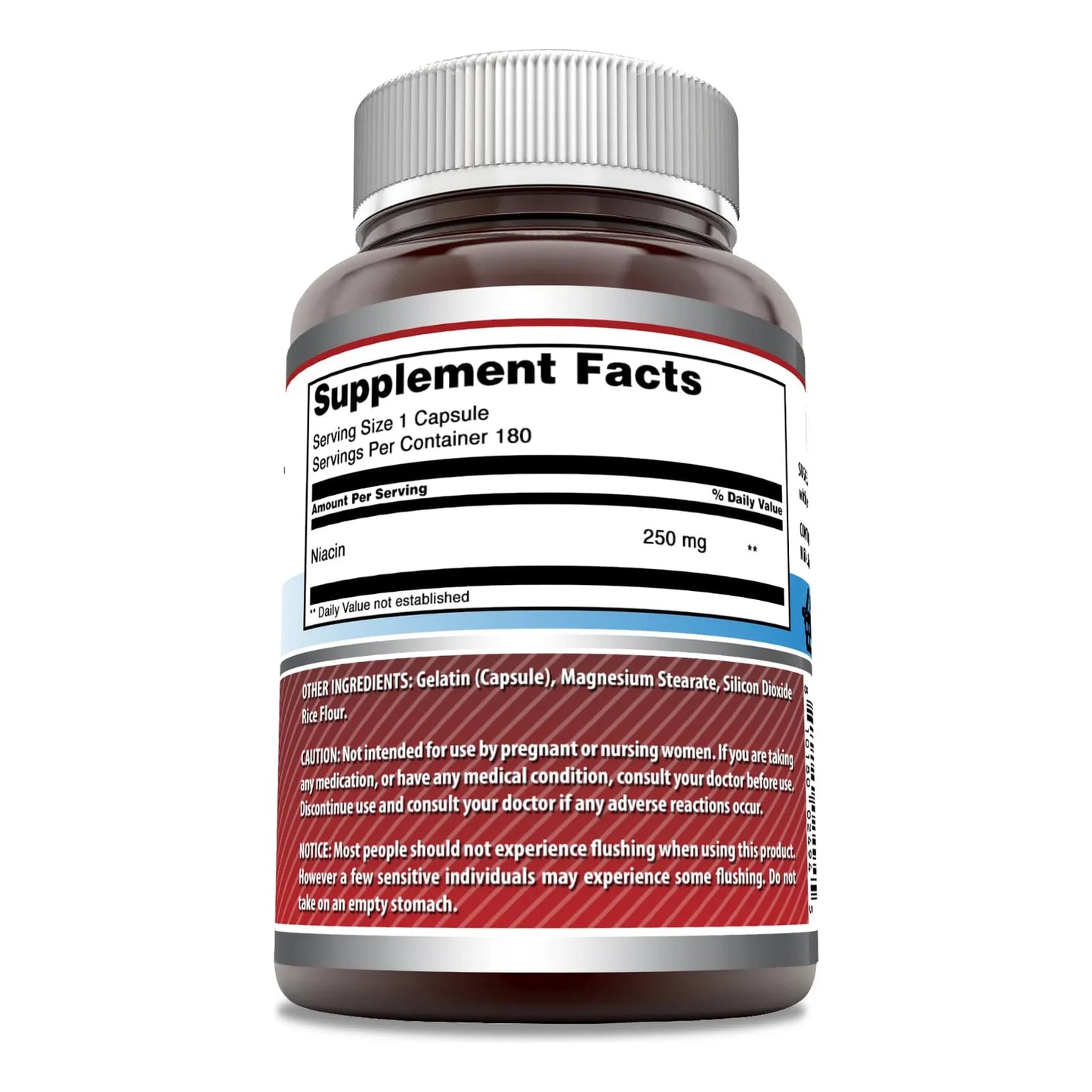 Niacina Vitamina B3 250 Mg 180 Capsulas Amazing Formulas Suplemento Usa