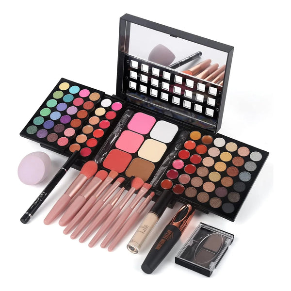 Kit De Maquillaje Profesional 78 Colores Con Brochas Y Espejo