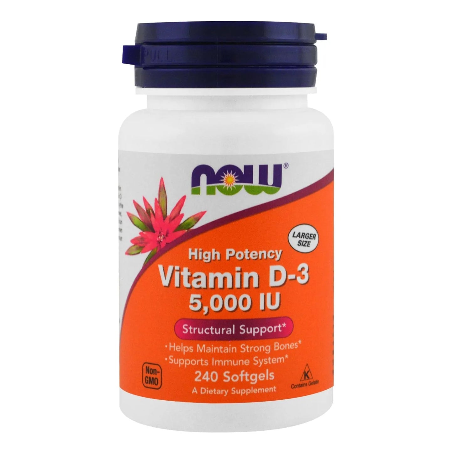 Vitamina D3 5000 UI Alta Potencia Soporte Estructural 240 Capsulas Blandas