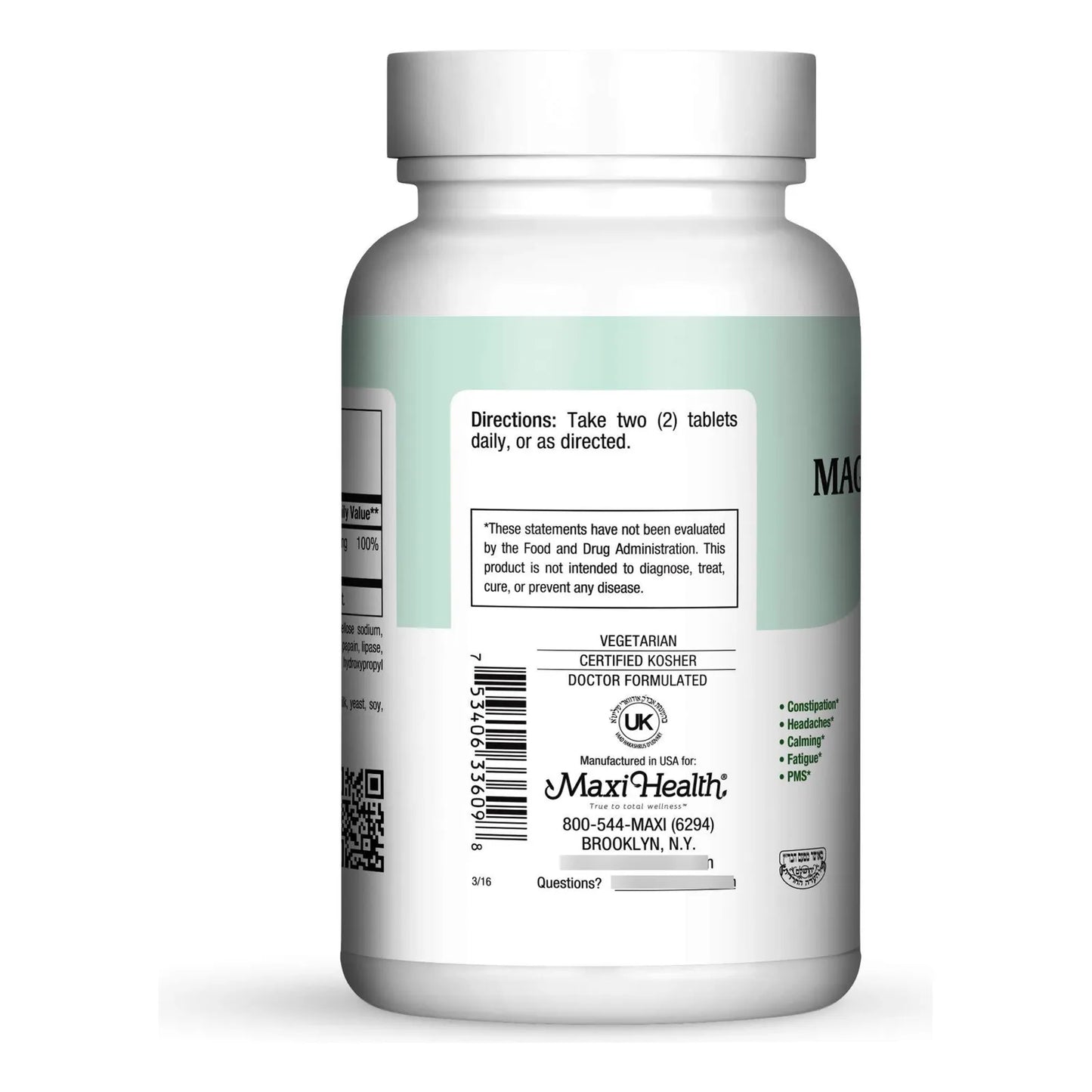 Citrato De Magnesio 90 Cápsulas 480 Mg Apoyo Muscular Nervioso