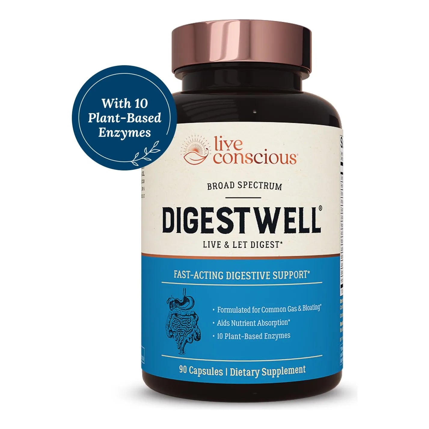 DigestWell Apoyo Digestivo Con Enzimas Probióticos Y Hierbas 90 Cápsulas