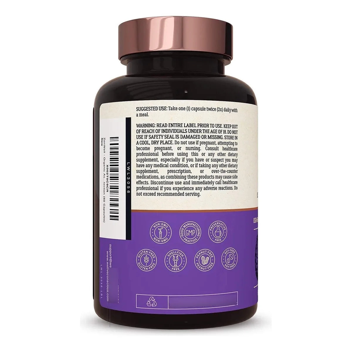 Suplemento Ashwagandha KSM66 Con L Teanina AlphaWave ZenWell 60 Capsulas Alivio Estrés