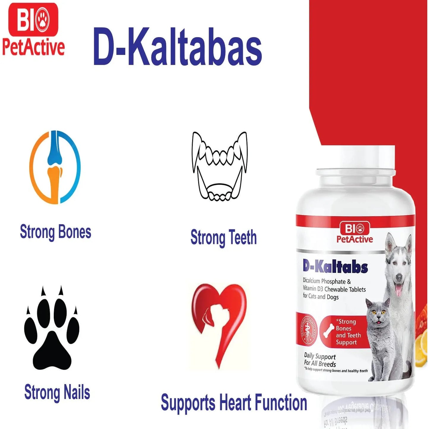 Vitamina D3 Calcio Masticable Para Perros Y Gatos 84 Tablas D-Kaltabs