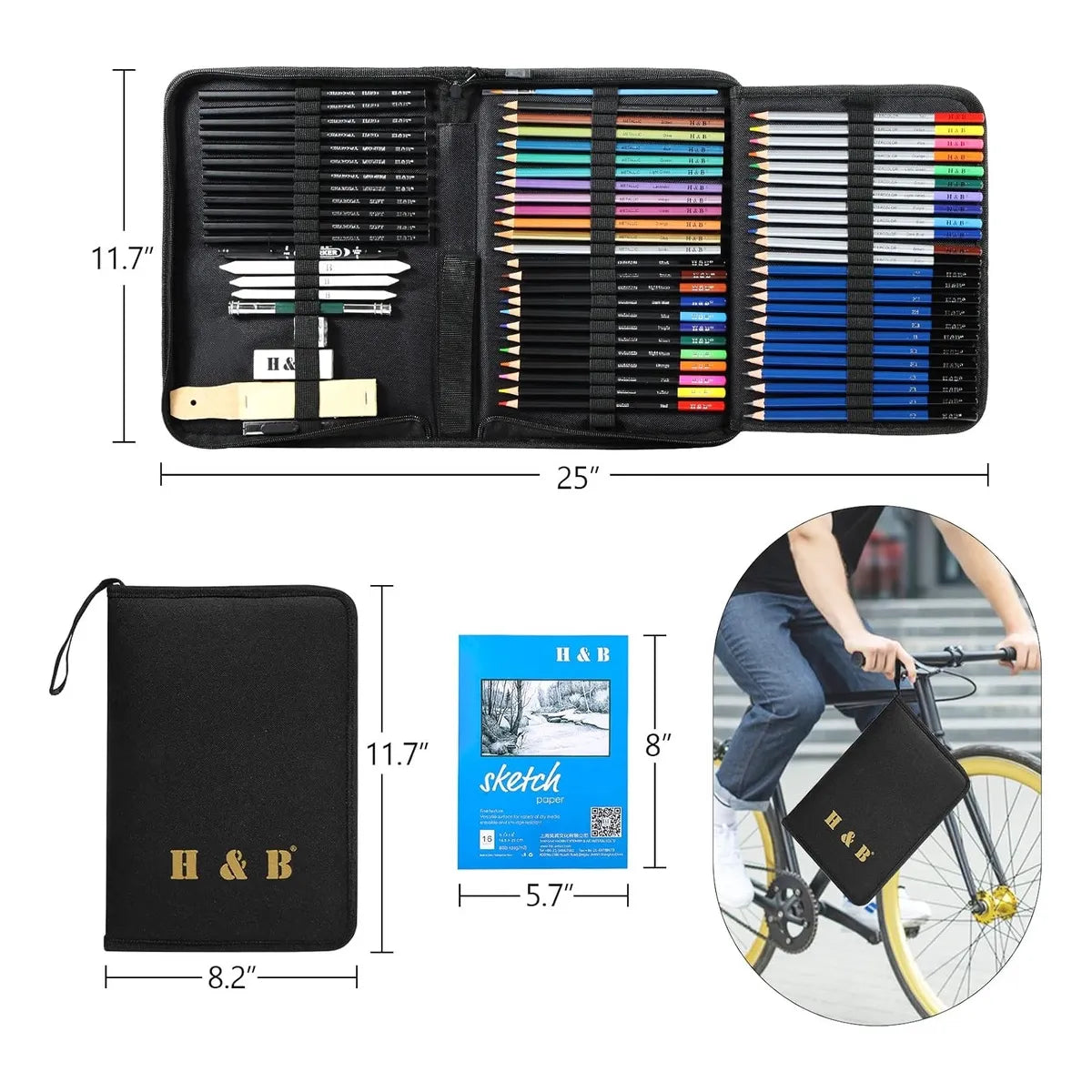 Juego De 72 Lápices Profesionales H&B Para Arte Y Dibujo