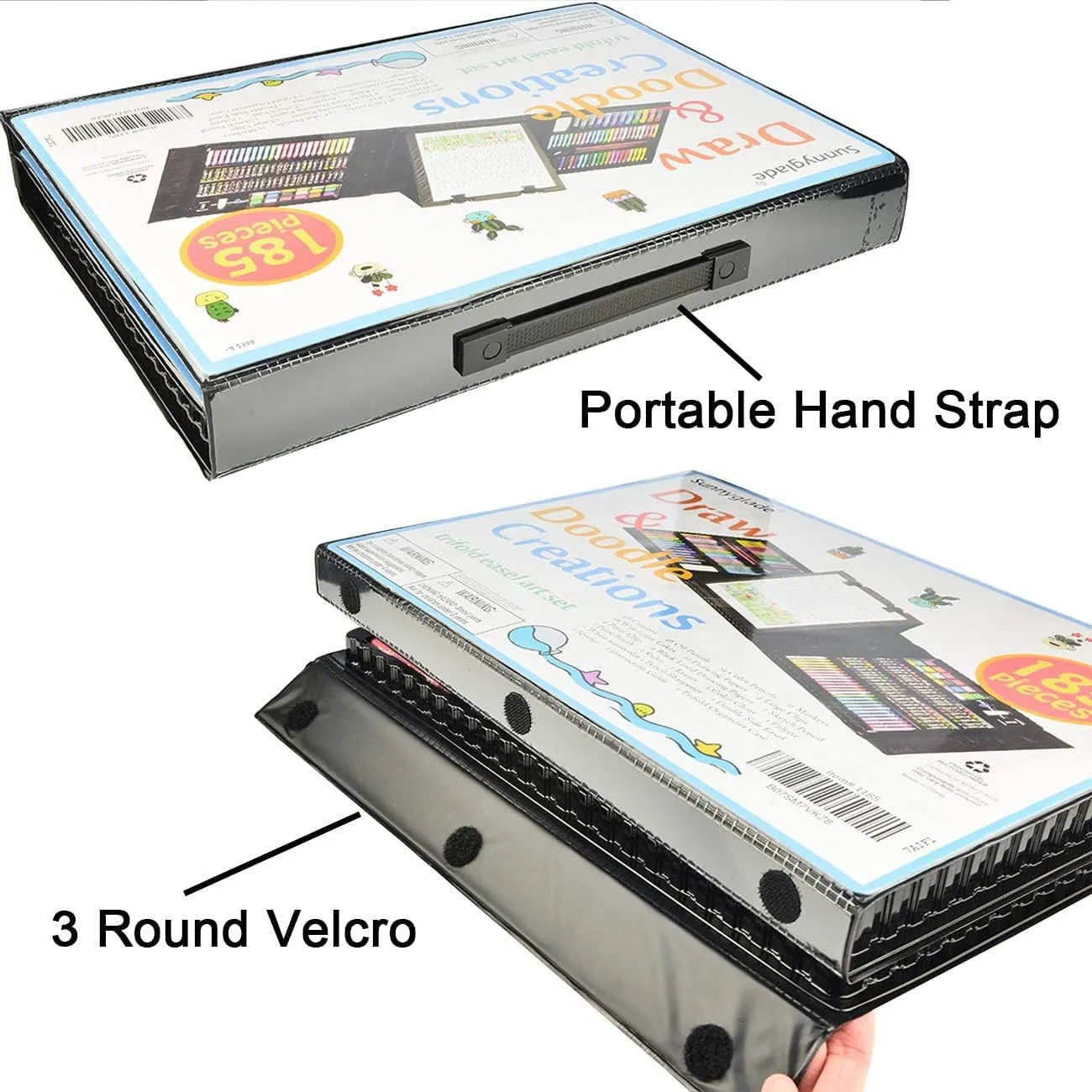 Kit De Pintura Y Dibujo 185 Piezas Con Caballete Doble Cara Materiales Profesionales