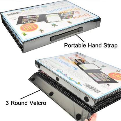 Kit De Pintura Y Dibujo 185 Piezas Con Caballete Doble Cara Materiales Profesionales