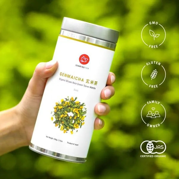 Té Genmaicha Orgánico Matcha Verde Arroz Integral Japón Lata 100g