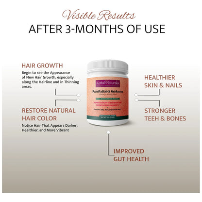 Pure Radiance Hair Revive Polvo Sin Sabor Crecimiento Capilar Y Reversión De Canas