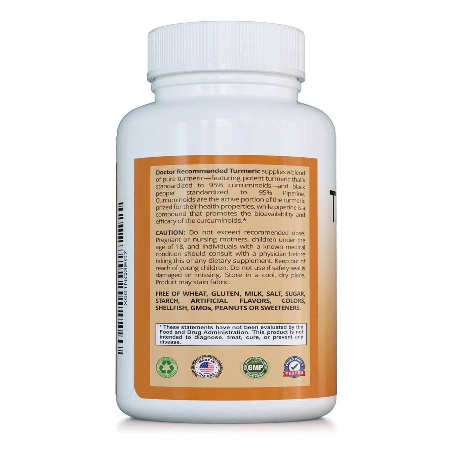 Cápsulas Vegetales De Curcumina 2250 Mg 95 Curcuminoides Con Bioperine Y Triphala