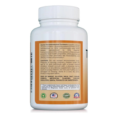 Cápsulas Vegetales De Curcumina 2250 Mg 95 Curcuminoides Con Bioperine Y Triphala
