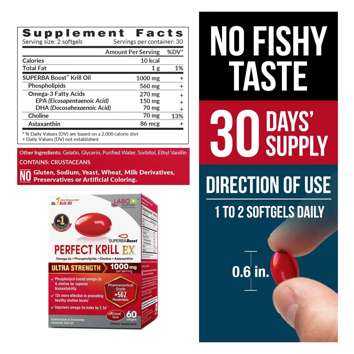 Aceite De Krill Antártico 1000 Mg Omega 3 EPA DHA Fosfolípidos Y Astaxantina