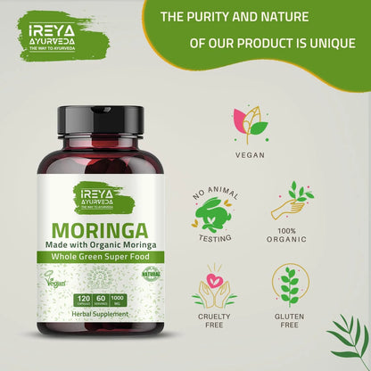 Capsulas De Moringa Organica 1000 Mg 120 Unidades Superalimento Puro