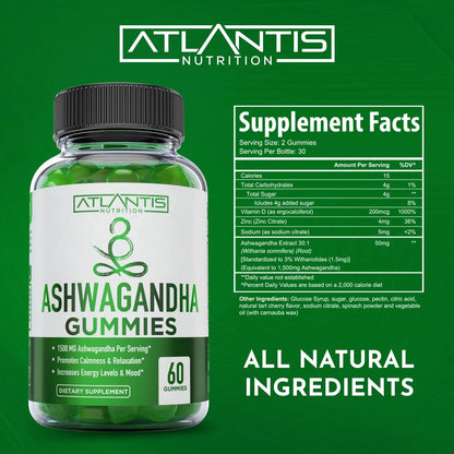 Gomitas Ashwagandha 1500 Mg Calma Estado De Ánimo Energía Y Sueño